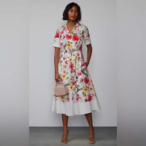 New York & Company Dresses & Skirts - NWT New York & Company Cut Out Floral Poplin Midi Dress Multicolor Sz M
